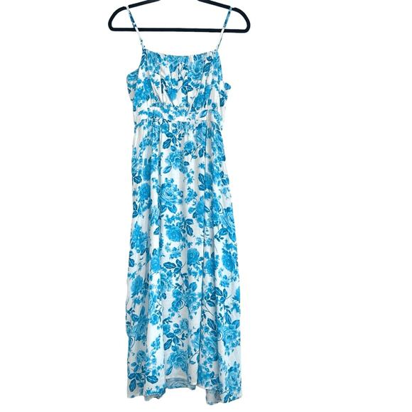 NWOT Band of the Free Blue Floral Midi Sun Dress Spaghetti Straps Sleeveless - Picture 1 of 6